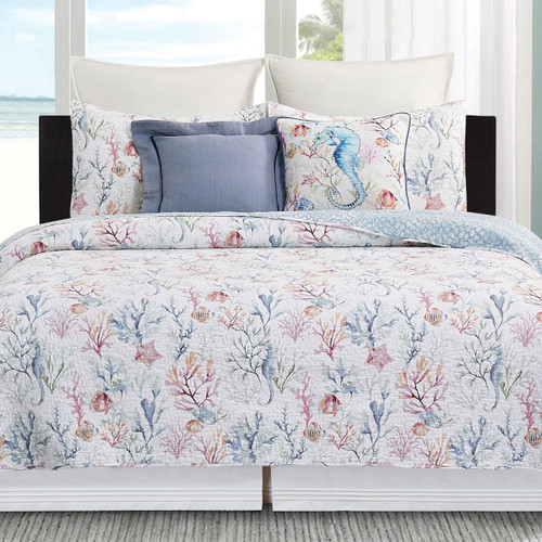 Coral Waters Quilt Bed Set - Twin