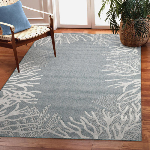 Misty Seas Coral Indoor/Outdoor Rug - 8 Ft. Square