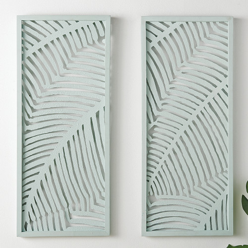 Blue Tropics Palm Wood Wall Art
