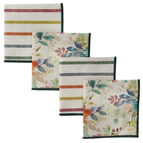 Watercolor Flowers Dishcloths - Set of 4