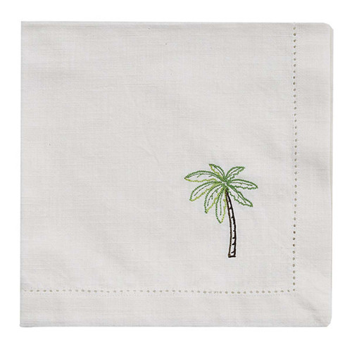 Outlined Palm Tree Embroidered Napkins - Set of 4