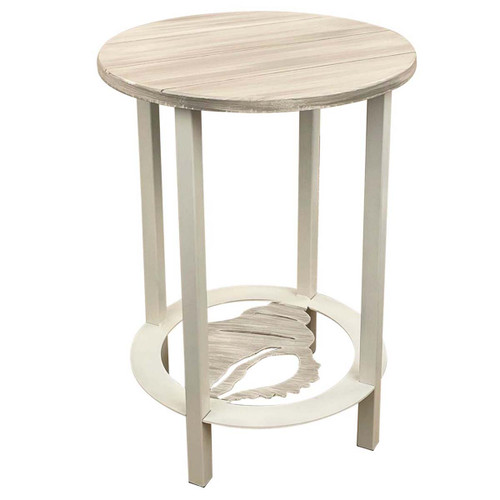 White Seashell Round End Table