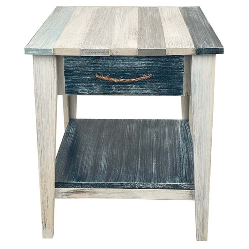 Abalone Stripe Square End Table with Drawer