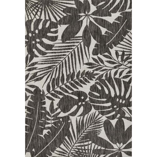 Prince Palm Black Indoor/Outdoor Rug - 2 x 6