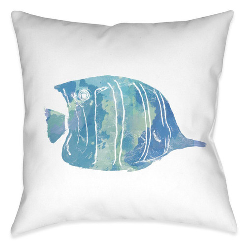 Blue Fish I 18 x 18 Outdoor Pillow