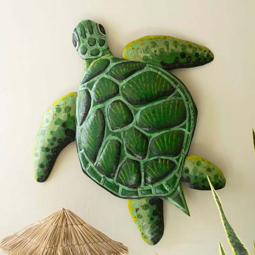 Emerald Sea Turtle Metal Wall Decor - OUT OF STOCK UNTIL 03/25/2026