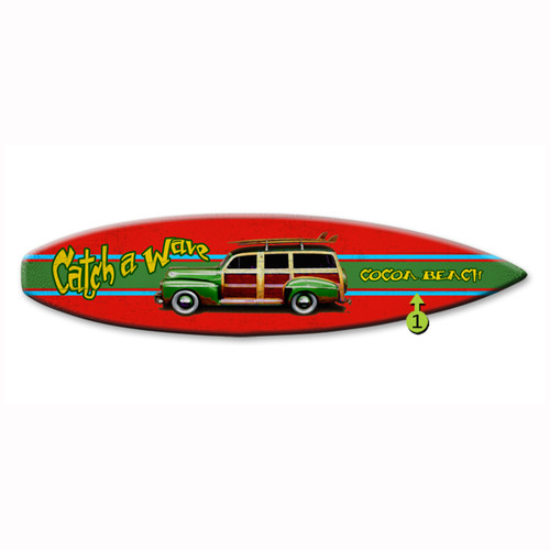 Catch a Wave Surfboard Wood Personalized Sign - 12 x 44