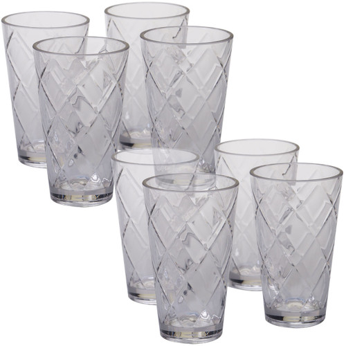 Clear Lattice Acrylic Iced Tea Glasses - Set of 8 - OUT OF STOCK UNTIL 05/01/2024