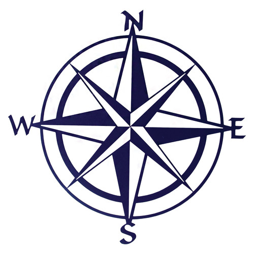 Compass Rose Metal Wall Art - Navy Blue