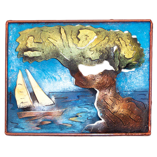 Divi Tree with Sailboat Metal Wall Art