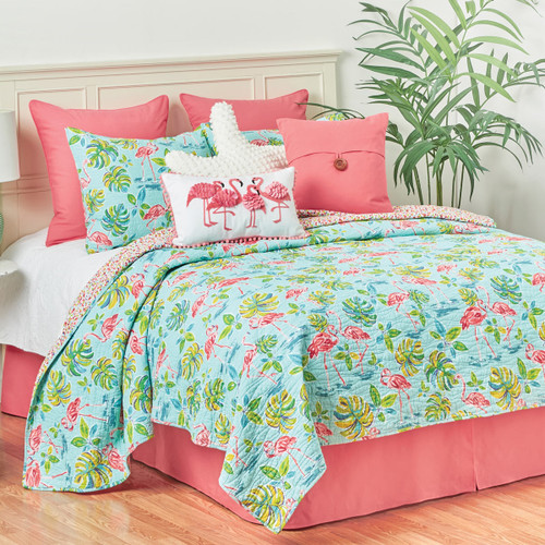 Flamingo Tropics Quilt Bed Set - Twin