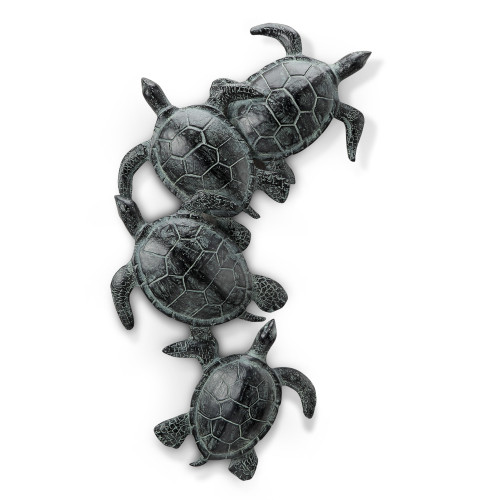 Four Swimming Turtles Aluminum Wall Art