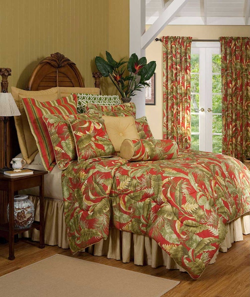 Island Paradise Comforter Set with 15 Inch Drop Bedskirt - Cal King