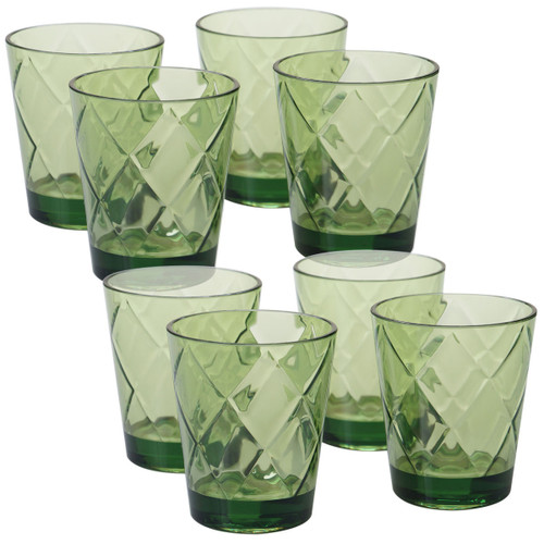 Leaf Lattice Acrylic Double Old-Fashion Glasses - Set of 8