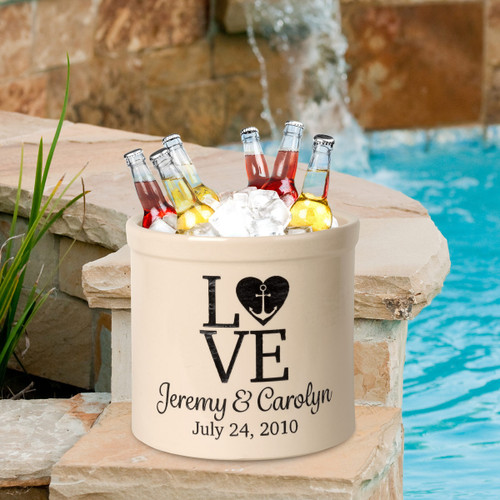 Love Anchor Personalized Crock - Black