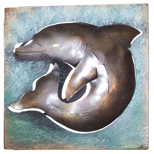 Mini Square Dolphin Metal Wall Art