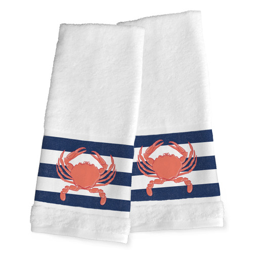 Nautical Crab Hand Towels - Set of 2 - OUT OF STOCK UNTIL 07/29/2024