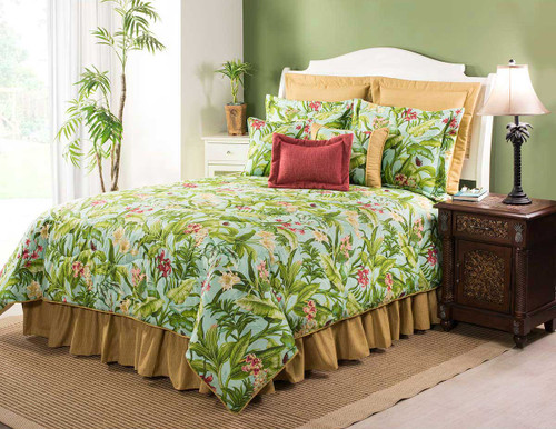 Paradise in Bloom Comforter Set with 18 Inch Drop Bedskirt - Cal King