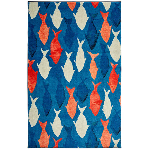 Patriotic Fish on Blue Rug - 5 x 8 - OUT OF STOCK UNTIL 05/13/2024