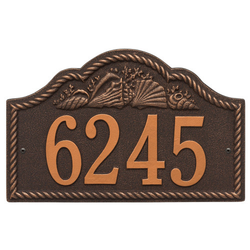 Rope and Shell Arch House Number Plaque - Oil Rub Bronze