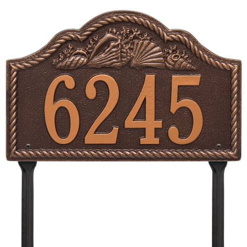 Rope and Shell Lawn Address Plaque - Antique Copper