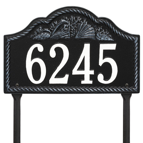 Rope and Shell Lawn Address Plaque - Black & White