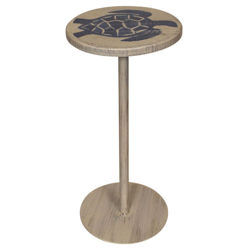 Round Wood Turtle Drink Table