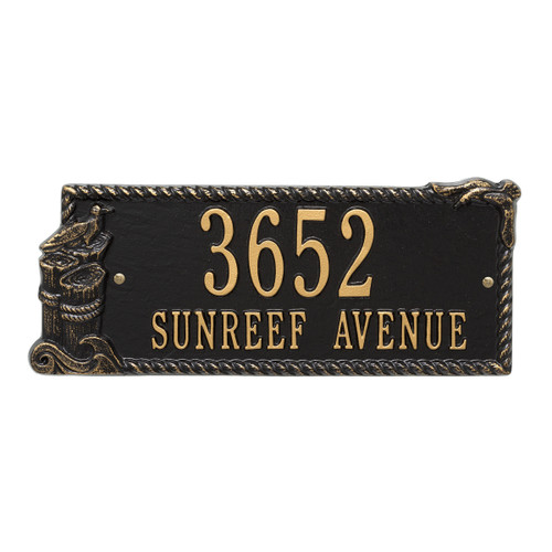 Seagull Rectangle Address Plaque - Black and Gold