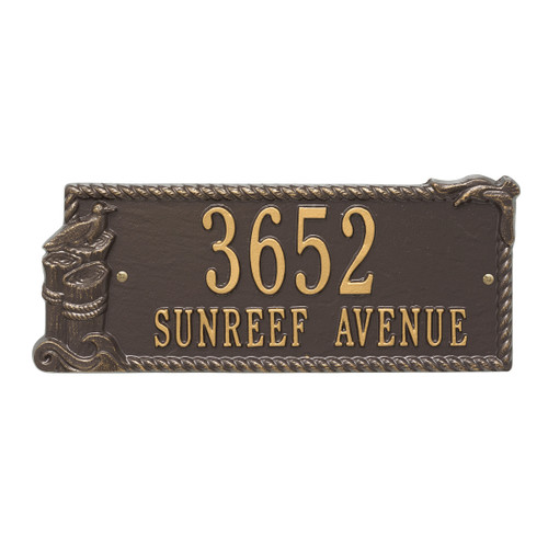 Seagull Rectangle Address Plaque - Bronze and Gold