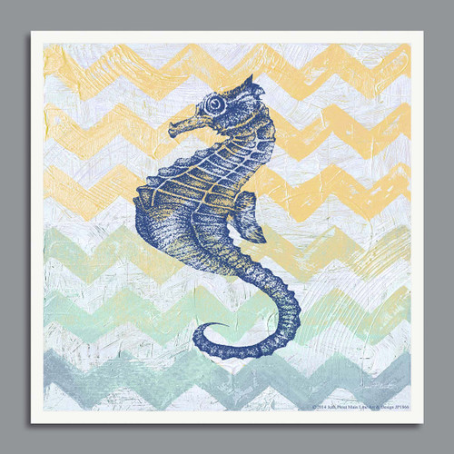 Seahorse Chevron Framed Canvas