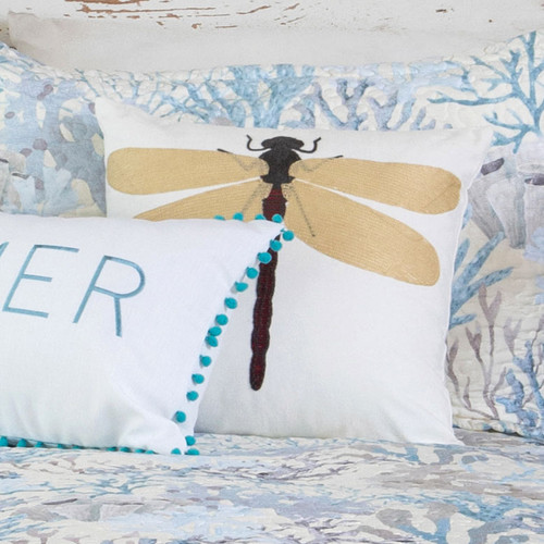 Seascape Coral Dragonfly Pillow