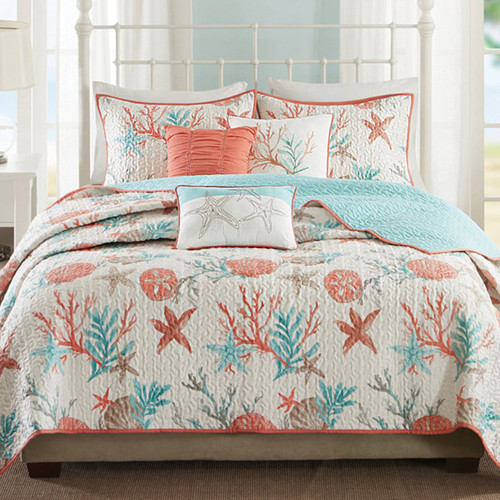 Seashell Bay 6 Piece Coverlet Quilt Bed Set - King/Cal King