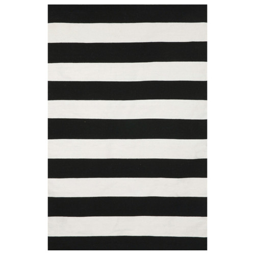 Sorrento Rugby Stripe Black Rug - 5 x 8