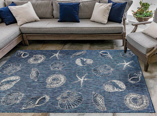 Antigua Shells Navy Indoor/Outdoor Rug Collection