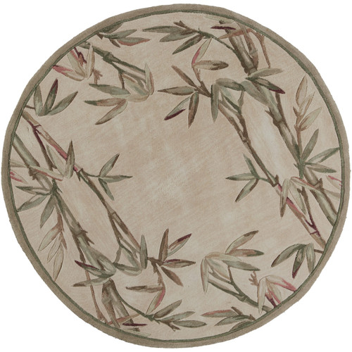 Sparta Ivory Bamboo Double Border Rug - 6 Ft Round