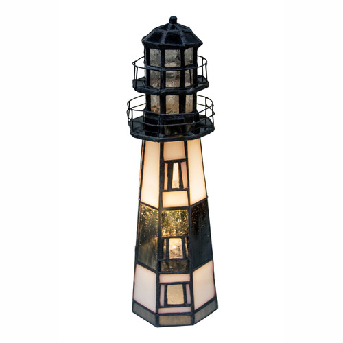 Stained Glass Banded Lighthouse Accent Lamp