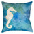 Watercolor Waves Seahorse 18 x 18 Outdoor Pillow