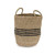 Striped Seagrass Baskets with Handles - Set of 2