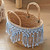 Coastal Seagrass Basket with Blue Macrame