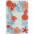 Blue and Coral Stars Indoor/Outdoor Rug - 5 x 8