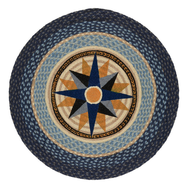 Nautical Compass Round Braided Rug - OVERSTOCK | Bella Coastal Decor