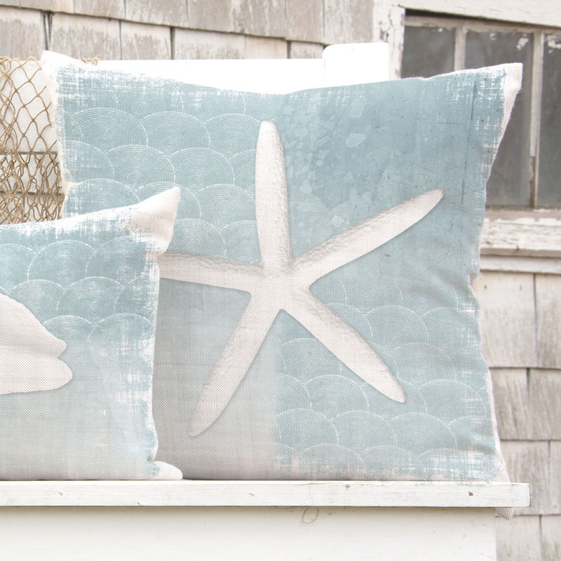 Whitewashed Starfish Pillow