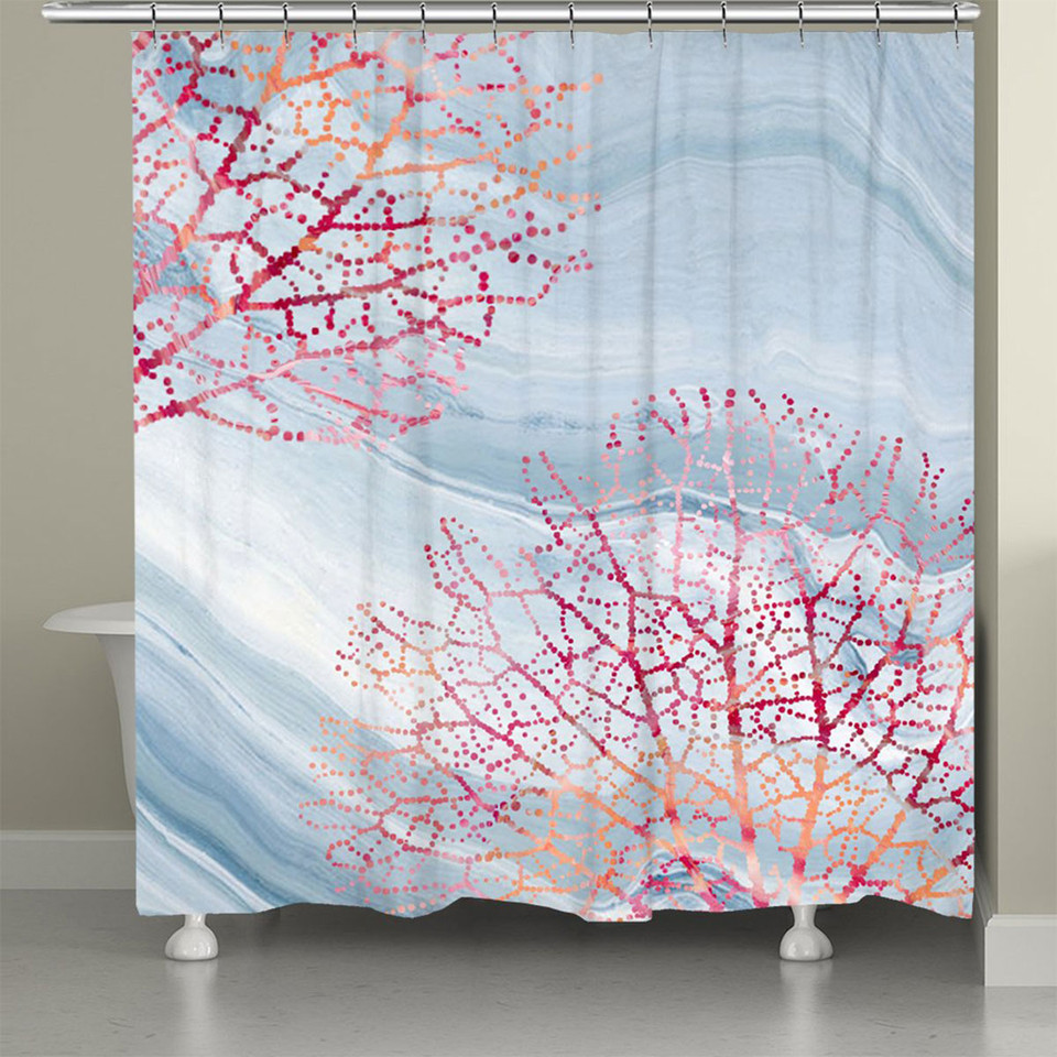 Beach Shower Curtain Coral Chevron Shower Curtain Bella Coastal Decor