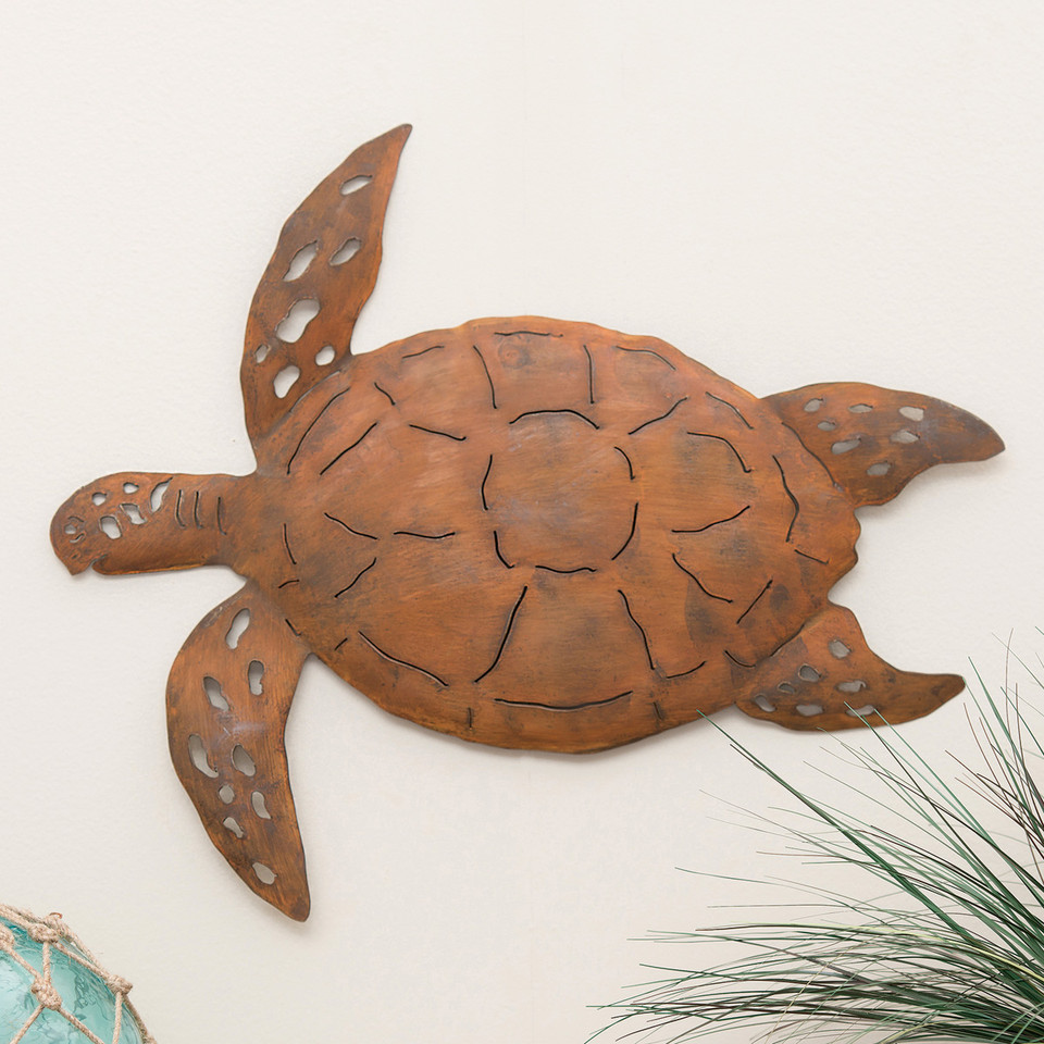 Beach Wall Art Large Oxidized Metal Sea Turtle Wall Art Bella