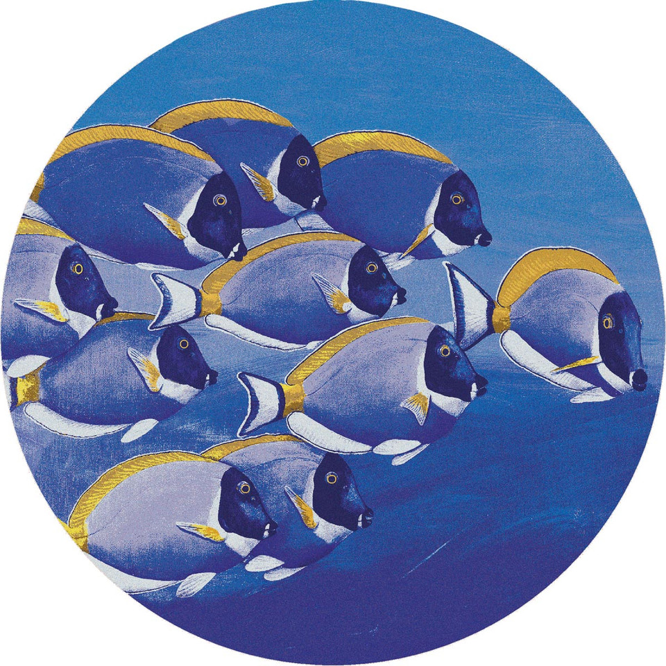 Nautical Area Rugs: 8 Ft. Round Oceanic Blooms Rug | Bella Coastal Decor