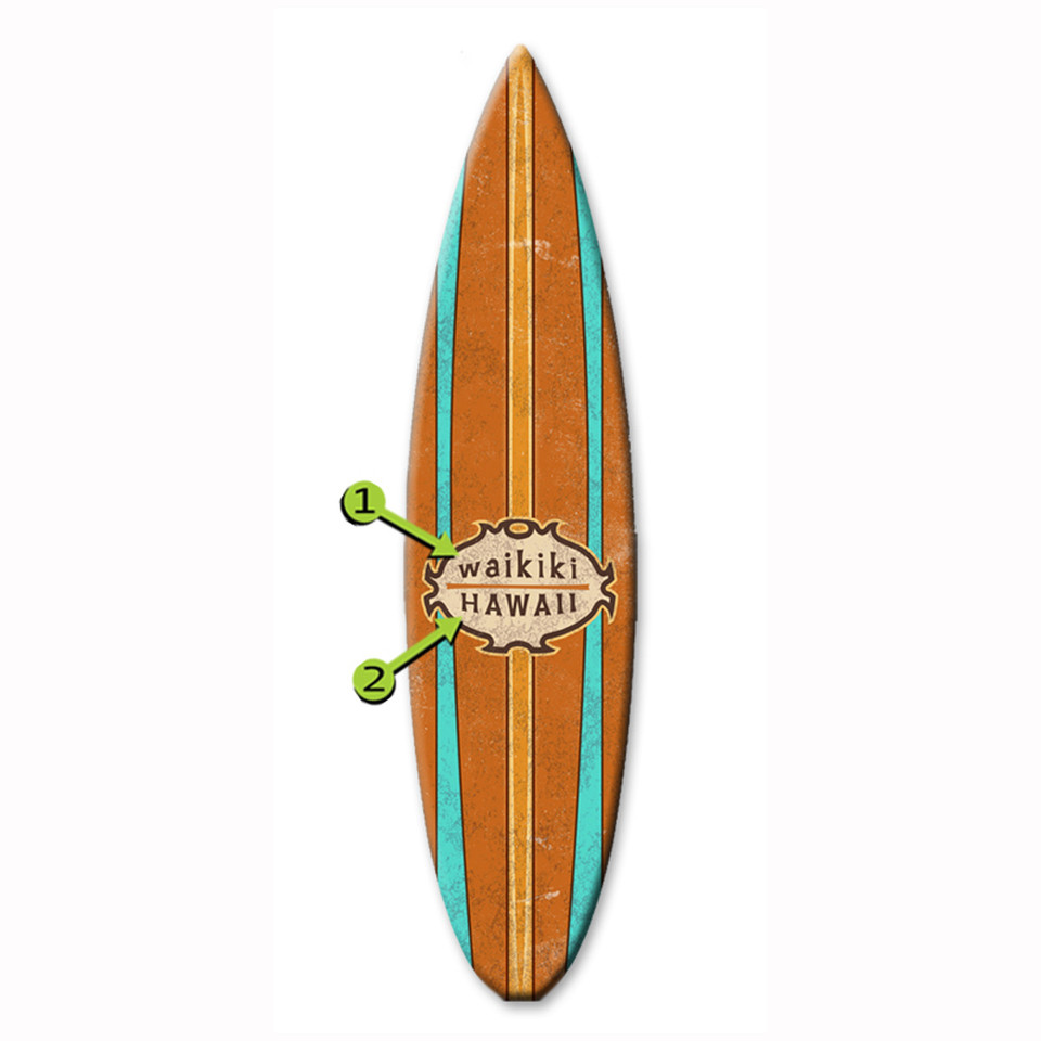 Stripes Surfboard Wood Personalized Sign 12 X 44 Bella Coastal Decor   Apimarkzd  50040.1619757082 