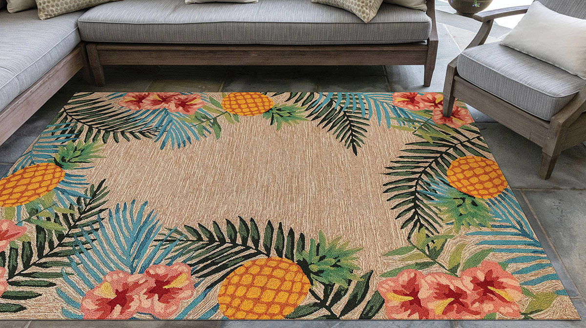 Tropical Neutral Indoor/Outdoor Rug - 2 x 8