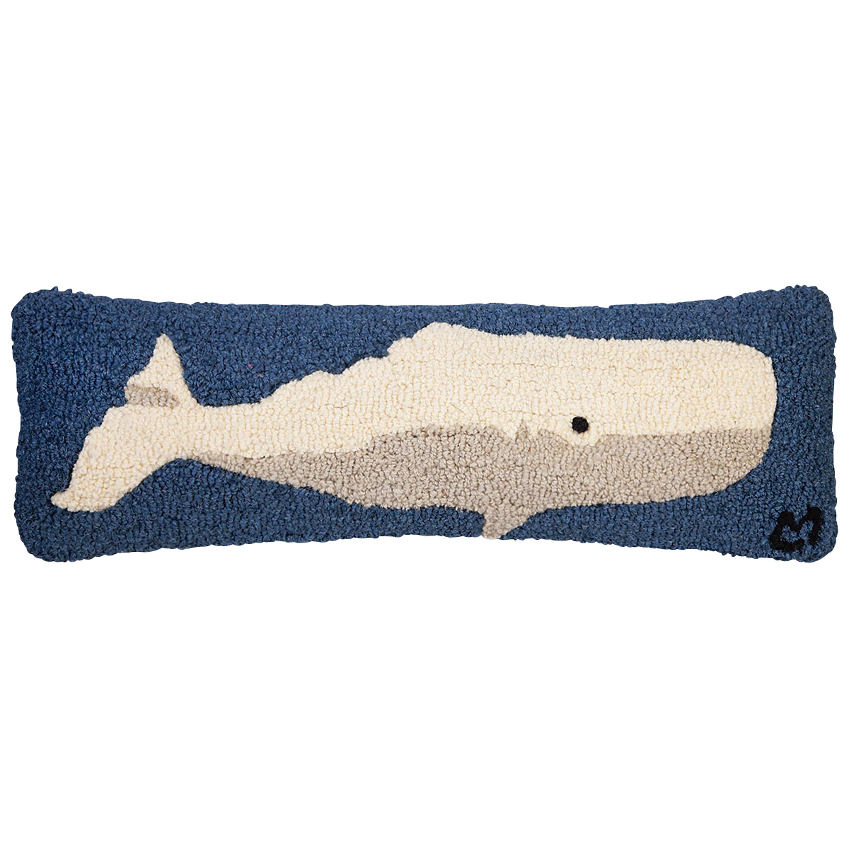 Great Whale Hooked Wool Pillow