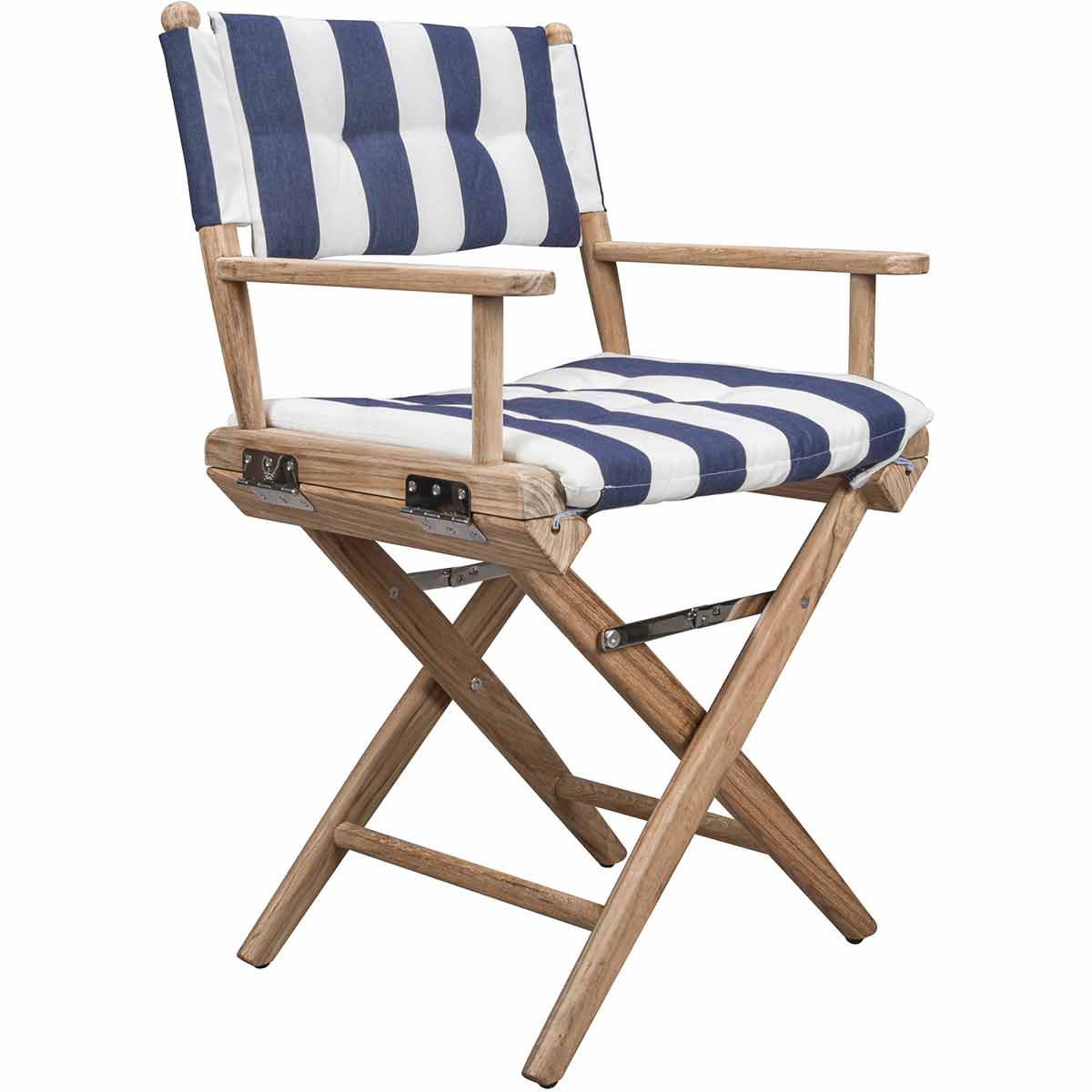 Teak Director s Chair with Striped Cushioned Seat Cover Bella