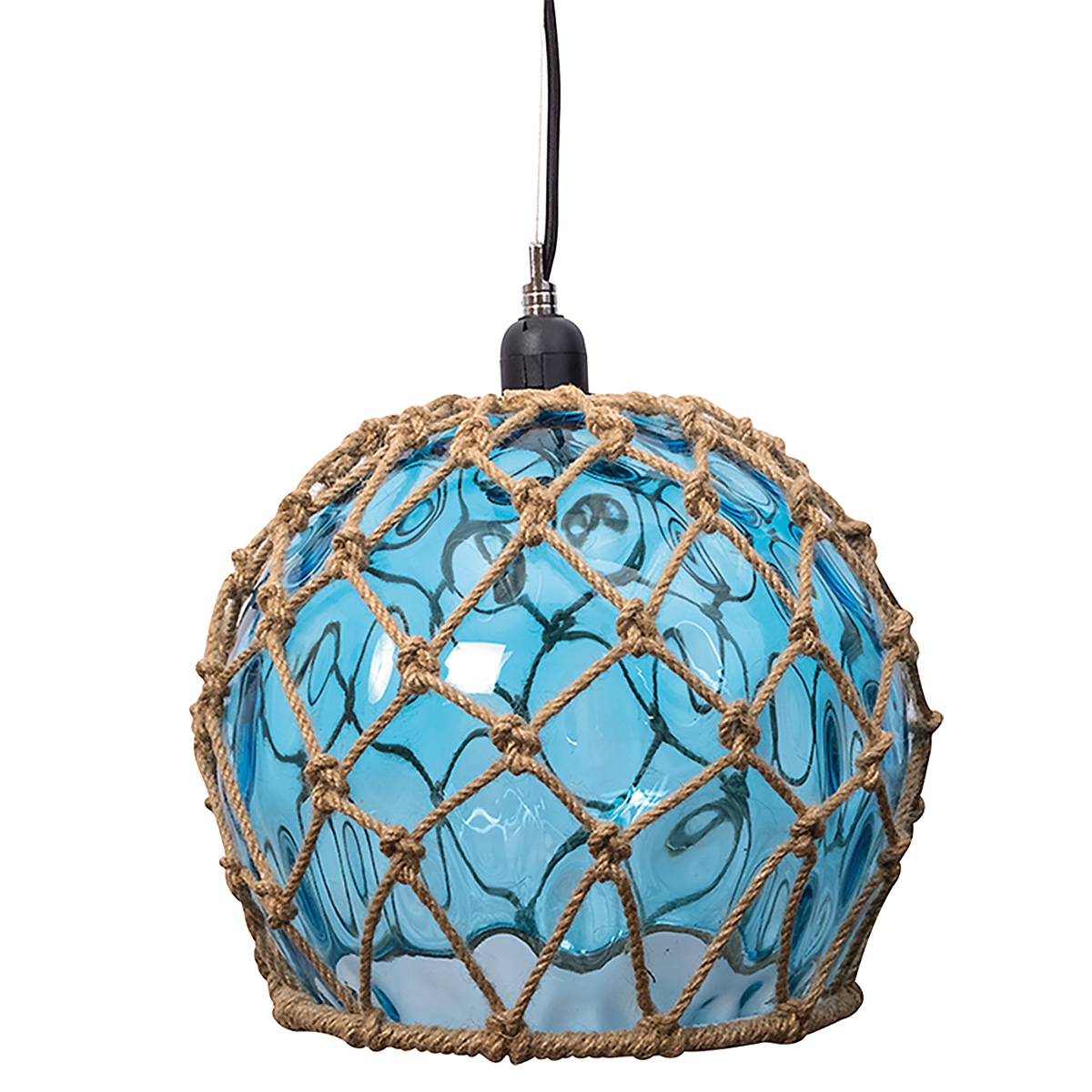Batela Blue Rope Wrapped Glass Pendant Light Coastal Ceiling Lamp